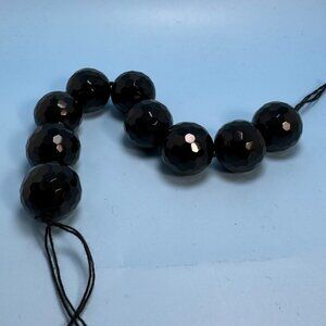VTG Large Black Crystal Faceted 20mm Width Beads Loose Stones One Size